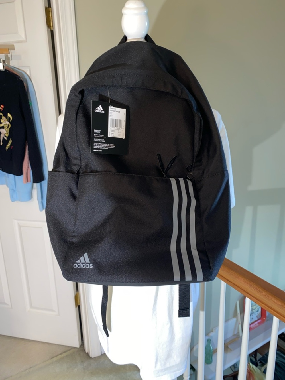 Adidas Black Golf  Travel Gear Backpack Logo & 3 Gray Adidas Stripes  DW9445 NWT